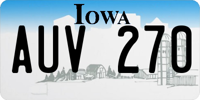 IA license plate AUV270
