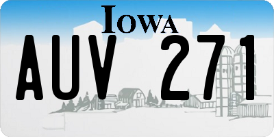 IA license plate AUV271