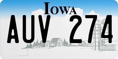 IA license plate AUV274