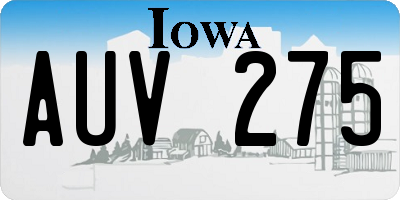 IA license plate AUV275