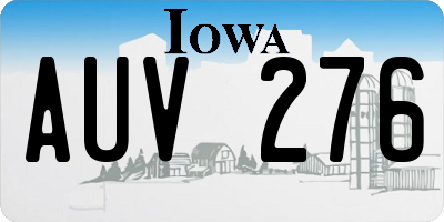 IA license plate AUV276