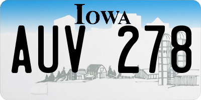 IA license plate AUV278