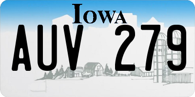 IA license plate AUV279