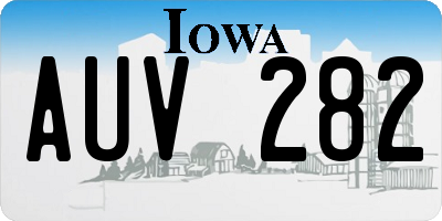 IA license plate AUV282