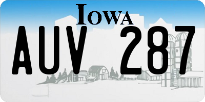 IA license plate AUV287