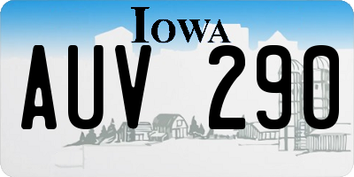 IA license plate AUV290