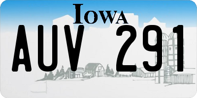 IA license plate AUV291