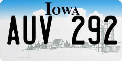 IA license plate AUV292