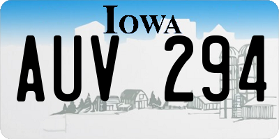 IA license plate AUV294