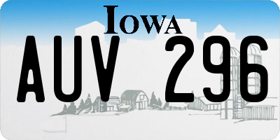IA license plate AUV296