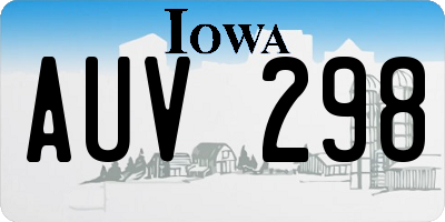 IA license plate AUV298