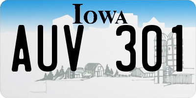 IA license plate AUV301