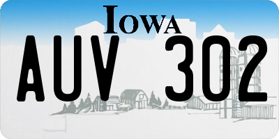 IA license plate AUV302