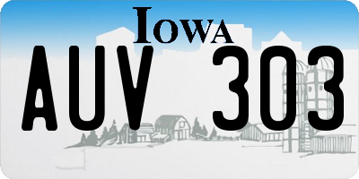 IA license plate AUV303