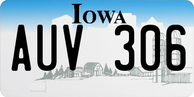 IA license plate AUV306