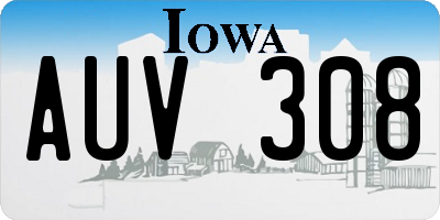 IA license plate AUV308