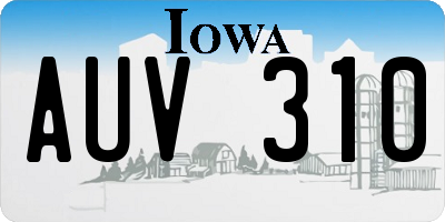 IA license plate AUV310