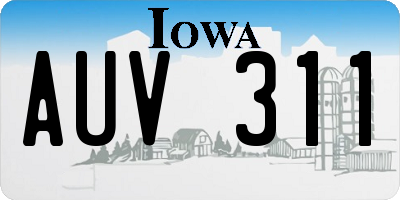 IA license plate AUV311