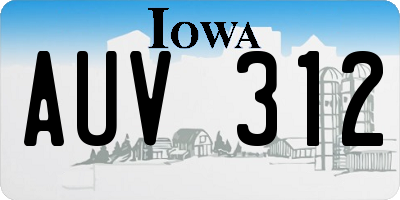 IA license plate AUV312