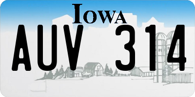 IA license plate AUV314