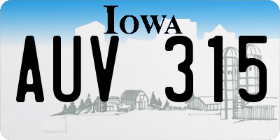 IA license plate AUV315