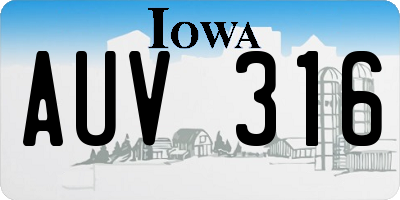 IA license plate AUV316