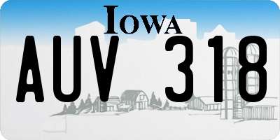 IA license plate AUV318