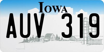 IA license plate AUV319