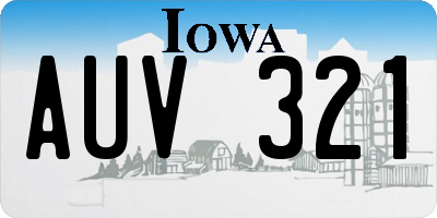 IA license plate AUV321