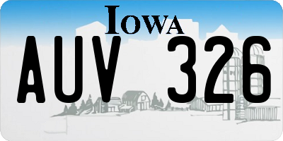 IA license plate AUV326