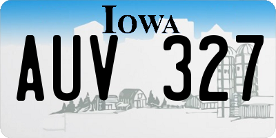 IA license plate AUV327