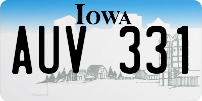 IA license plate AUV331