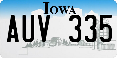 IA license plate AUV335
