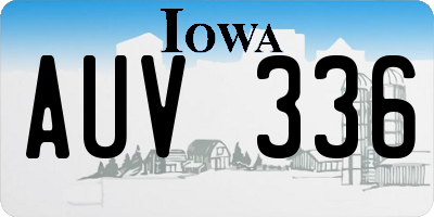 IA license plate AUV336