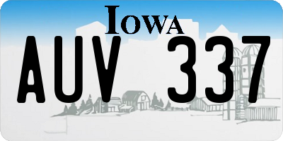 IA license plate AUV337
