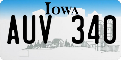 IA license plate AUV340