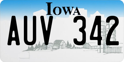 IA license plate AUV342