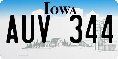 IA license plate AUV344