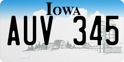 IA license plate AUV345