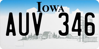 IA license plate AUV346