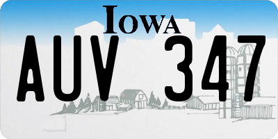 IA license plate AUV347