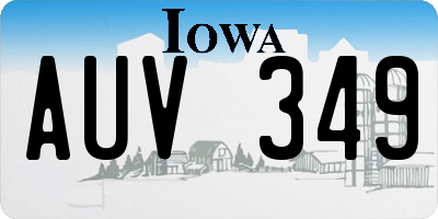 IA license plate AUV349