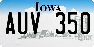 IA license plate AUV350
