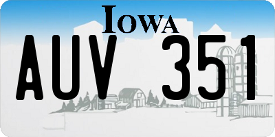 IA license plate AUV351