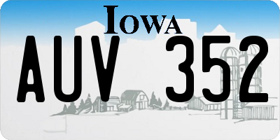 IA license plate AUV352