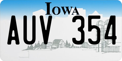 IA license plate AUV354
