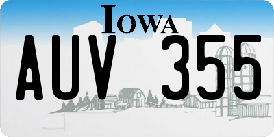 IA license plate AUV355