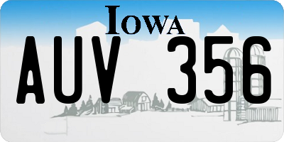 IA license plate AUV356