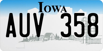 IA license plate AUV358