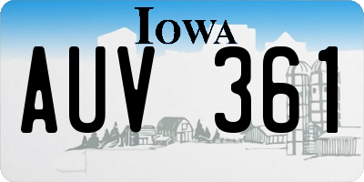 IA license plate AUV361